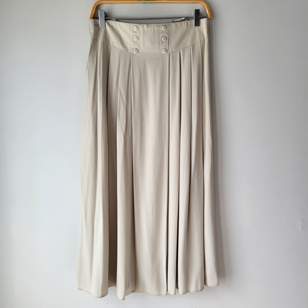 Steilmann Elegant Beige Pleated Midi Old Money Feminine Fall Summer Skirt